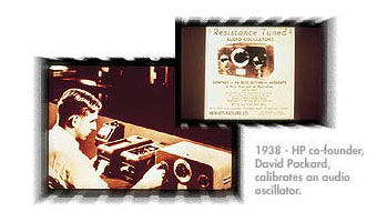 1938 - picture of David Packard calibrating an audio oscillator